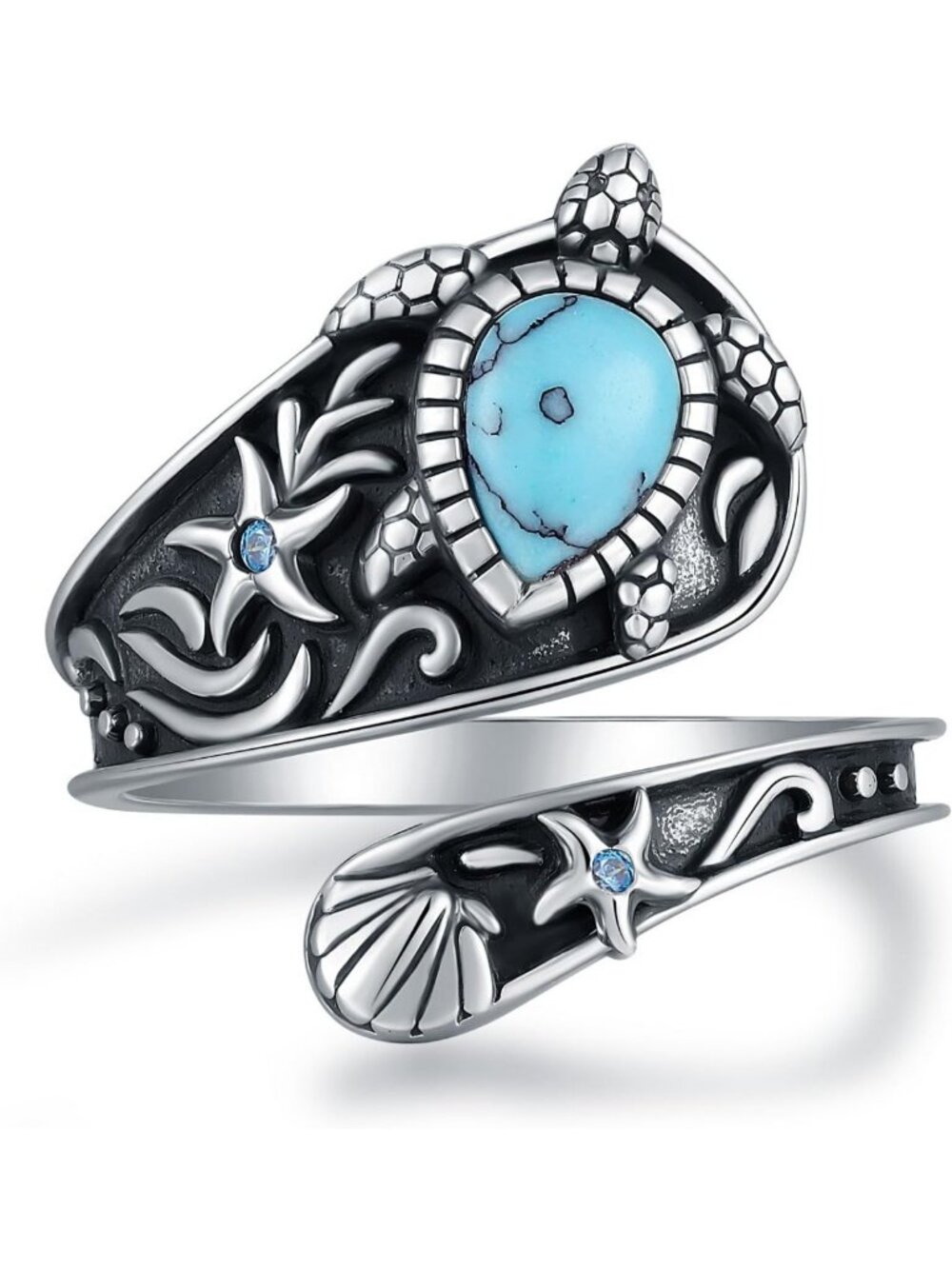 Vintage Boho Abalone Dragonfly Spoon Ring - S925 Sterling Silver Floral Wrap
